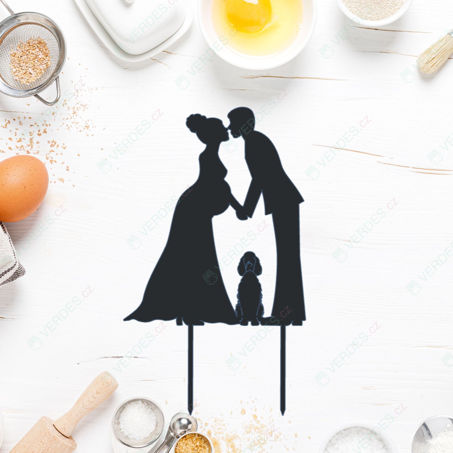 Piercing - Wedding - Bride with a pregnant belly, optionally with a dog