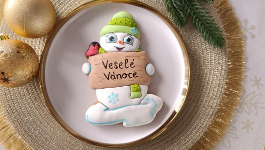 Vykrajovátko Sněhulák s cedulí