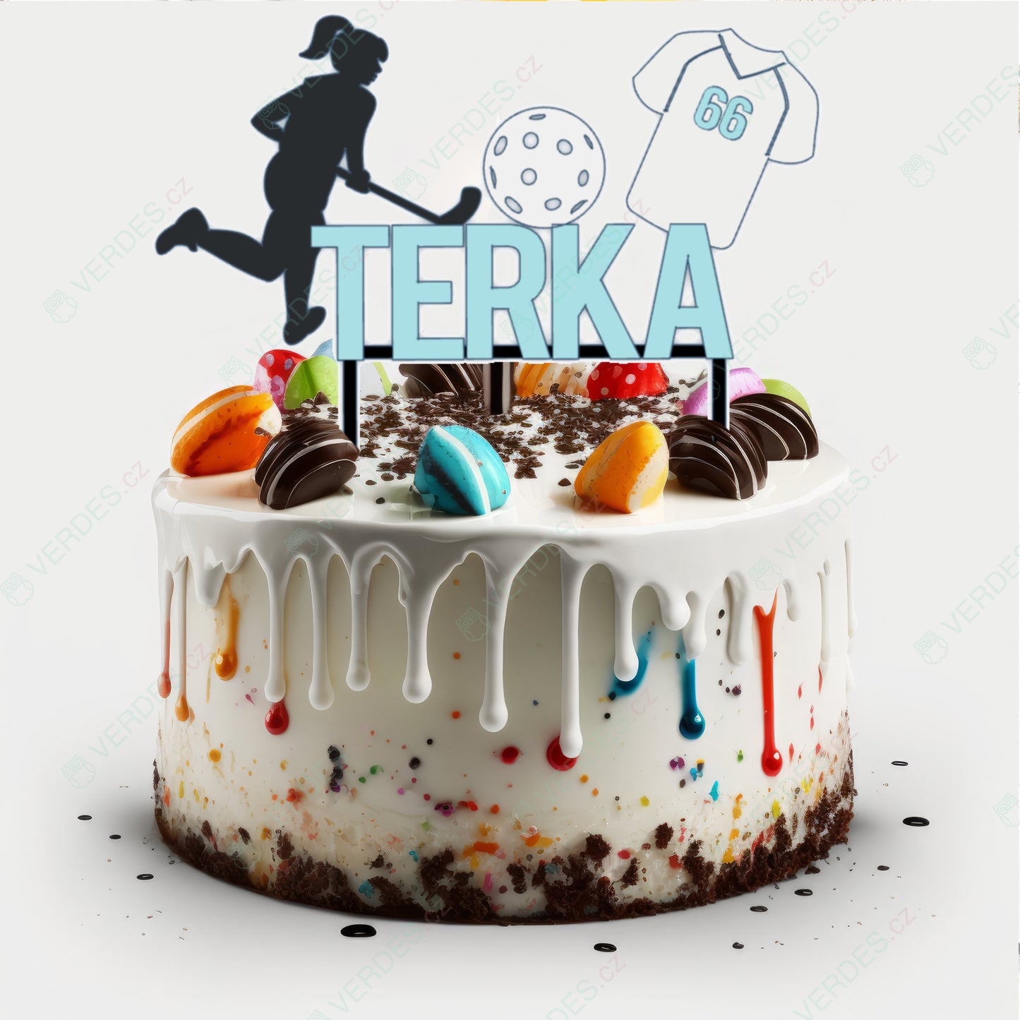 Cake cut - Floorball player with a jersey, with a custom name