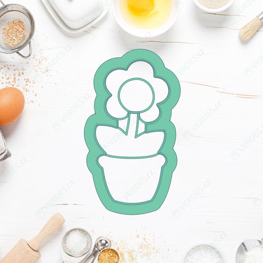 Flower in a flowerpot with stem cookie cutter