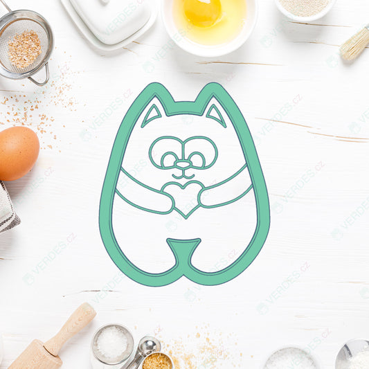 Cat with heart cookie cutter