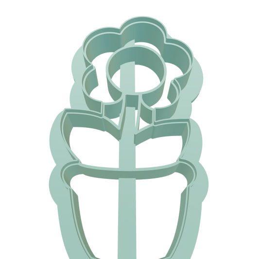 Flower in a flowerpot with stem cookie cutter